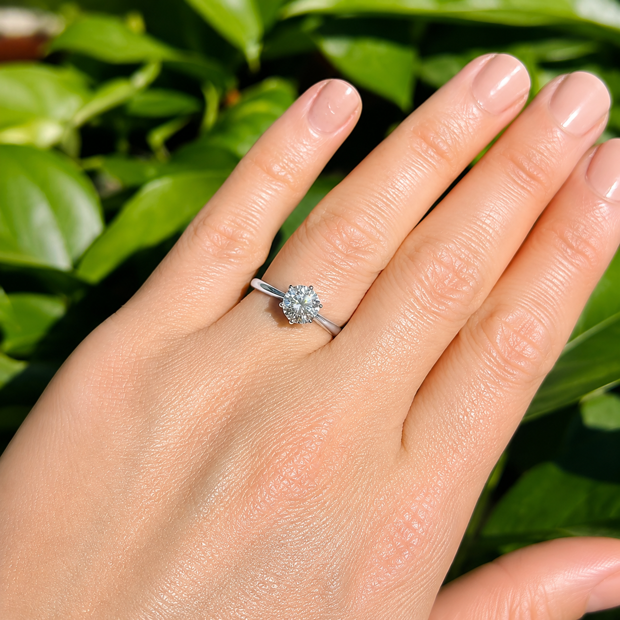 1ct Round Moissanite Solitaire Engagement Ring | 925 Sterling Silver | 18K Gold Plated | VVS1