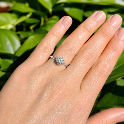 1ct Round Moissanite Solitaire Engagement Ring | 925 Sterling Silver | 18K Gold Plated | VVS1