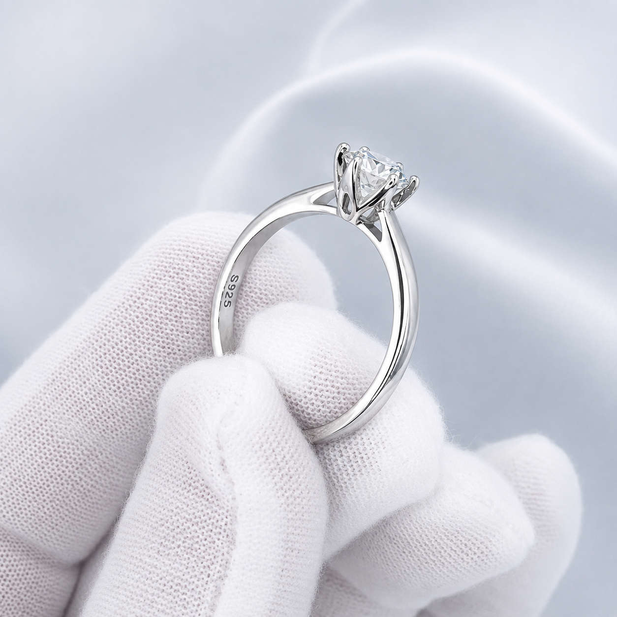 1ct Round Moissanite Solitaire Engagement Ring | 925 Sterling Silver | 18K Gold Plated | VVS1