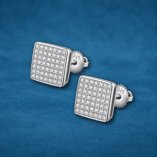 Certified 1ct Moissanite Square Screw Stud Earrings | Hip Hop earrings | VVS1 |