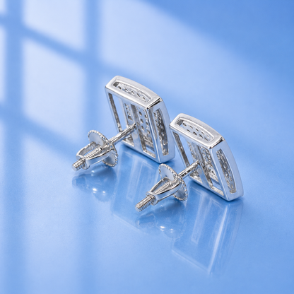 1.2 ct Moissanite Pavé Square Screw Stud Earrings | Hip Hop Earrings