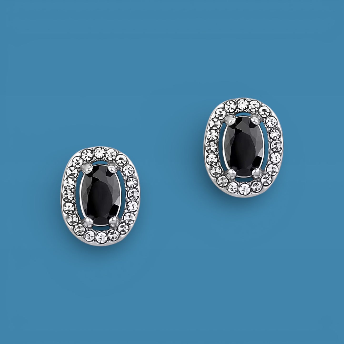 Solid 925 Sterling Silver Black Zircon Stud Earrings for Men & Women
