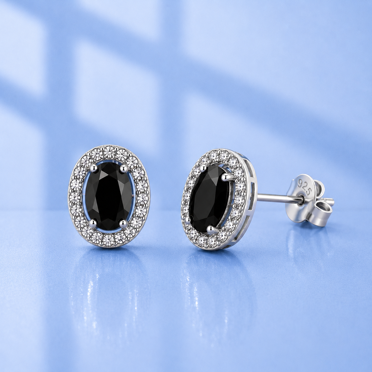 Solid S925 Sterling Silver Black Zircon Stud Earrings | Unisex | Gift Box Included