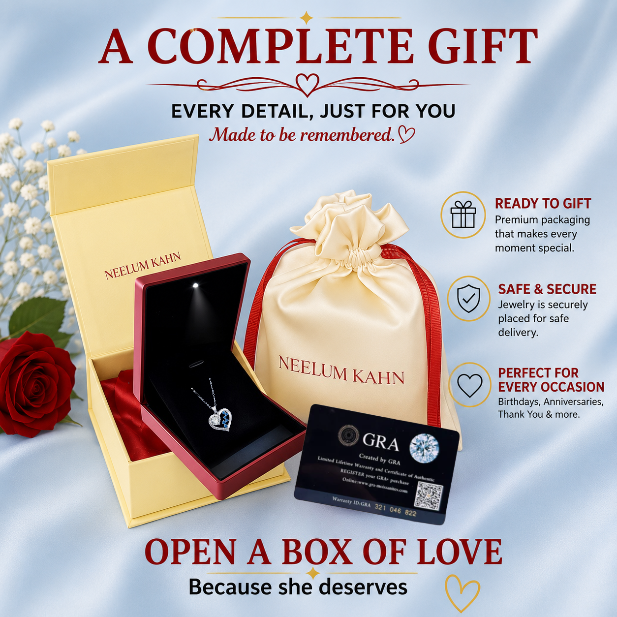 0.5ct Moissanite Heart Necklace | S925 Silver | VVS1 | 18.2" Chain