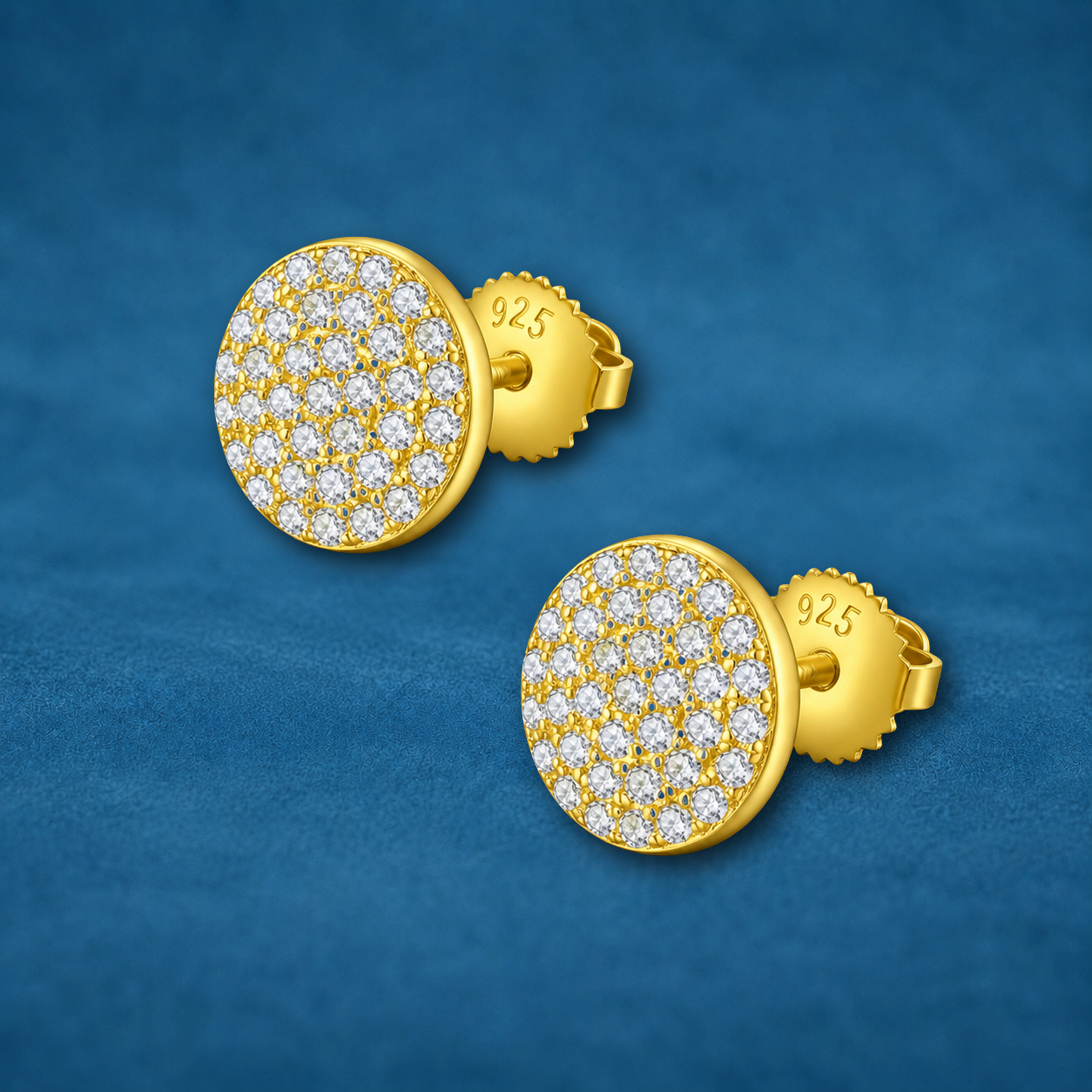 Certified 0.6ct Moissanite Stud Earrings | Yellow Gold Plated S925 | VVS1 | Free Gift Box