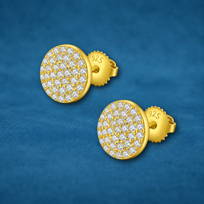 Certified 0.6ct Moissanite Stud Earrings | Yellow Gold Plated S925 | VVS1 | Free Gift Box