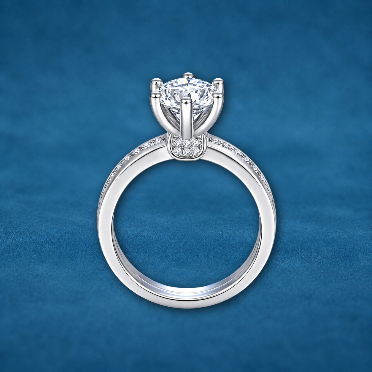 Certified 1ct Moissanite Wide Band Proposal Ring | White Gold Plated S925 | VVS1