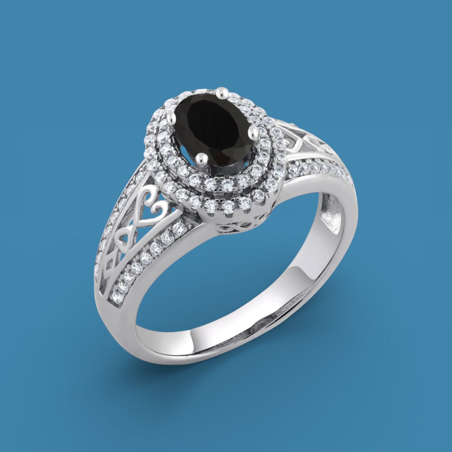 Sterling Silver Black & White Zircon Ring for Men & Women