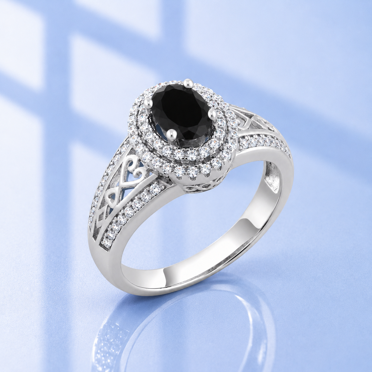 Sterling Silver Black & White Zircon Ring | S925 | Unisex | Multiple Sizes | Gift Box