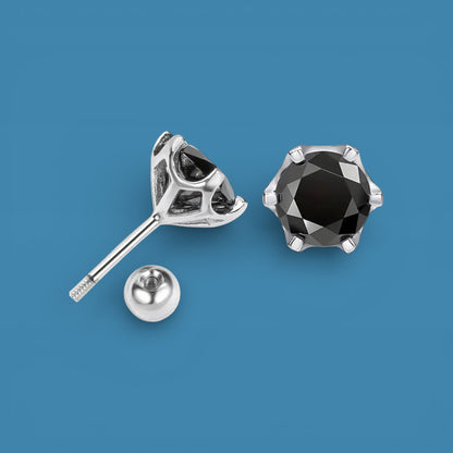 Certified 1Ct Black Moissanite Diamond Screw Stud Earrings for Men & Women – S925 Silver