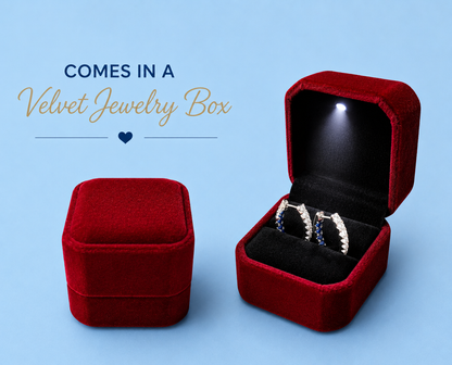 S925 Silver Zircon Hoop Earrings | Blue & White | Hypoallergenic