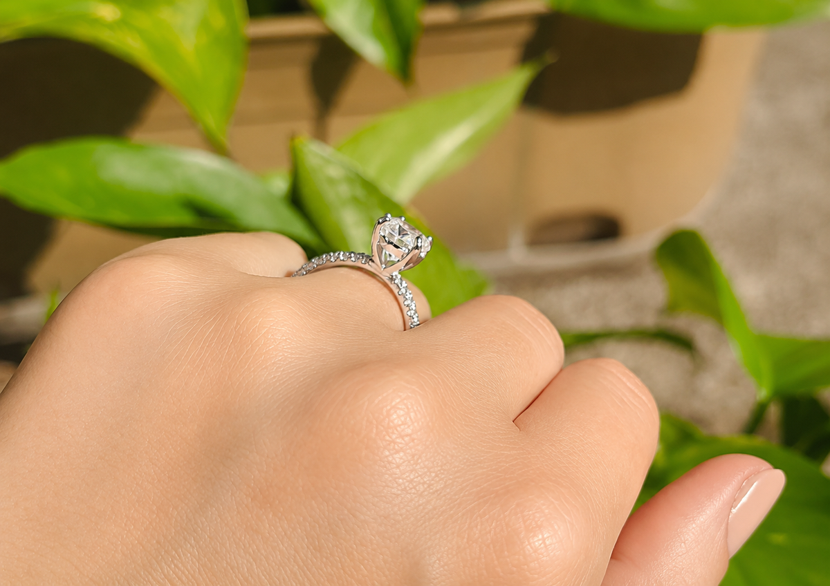 3ct Oval Cut Moissanite Pave Setting Engagement Ring | S925 Silver | VVS1