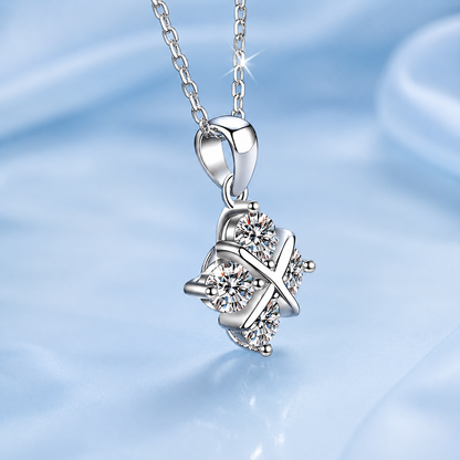 Four-Leaf Clover Moissanite Pendant Necklace | 18K Gold Plated 925 Sterling Silver | 1.2 Ct D VVS1
