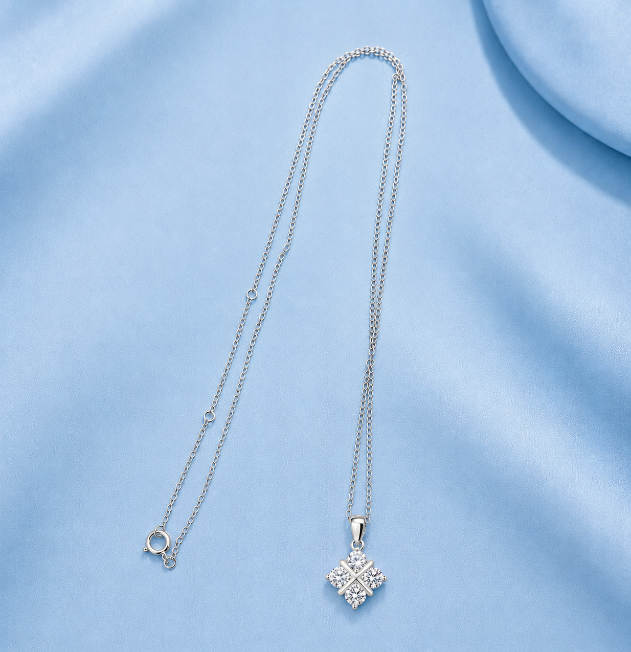 Four-Leaf Clover Moissanite Pendant Necklace | 18K Gold Plated 925 Sterling Silver | 1.2 Ct D VVS1