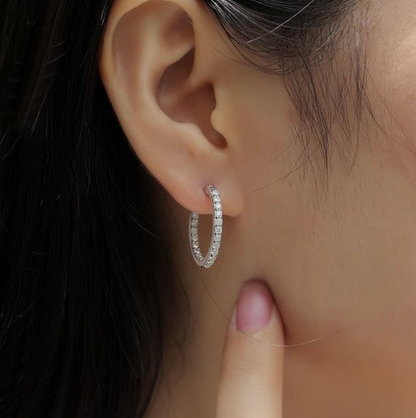 Certified Moissanite Diamond Hoop Earrings | S925 Silver for Men & Women