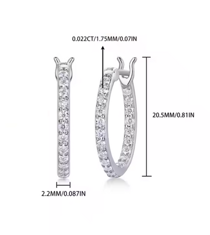 Certified Moissanite Diamond Hoop Earrings | S925 Silver for Men & Women
