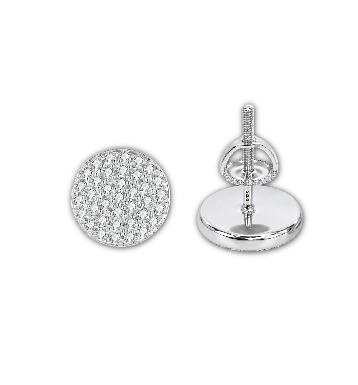 1.2ct Moissanite Hip Hop Stud Earrings | 0.6ct Each | 18K White Gold Plated S925 | VVS1 | Screw Back