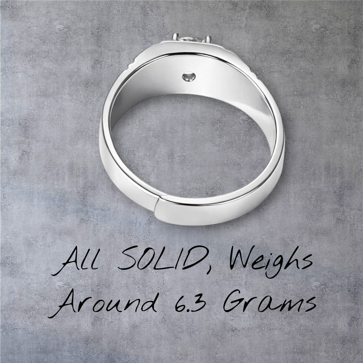 1ct Moissanite Adjustable Men's Ring | White Gold Plated S925 | Greek Key Design Ring