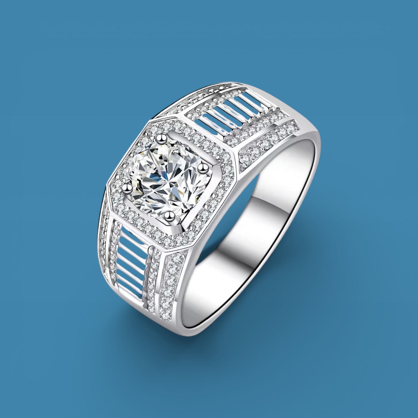 New 925 Sterling Silver Zircon Ring for Men