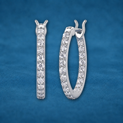 Certified Moissanite Hoop Earrings | S925 Silver | VVS1 D Color | LED Gift Box & Free Engraving