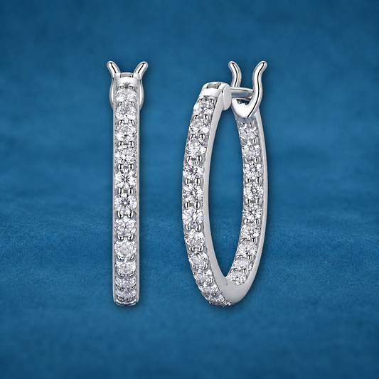 Certified Moissanite Hoop Earrings | S925 Silver | VVS1 D Color | LED Gift Box & Free Engraving
