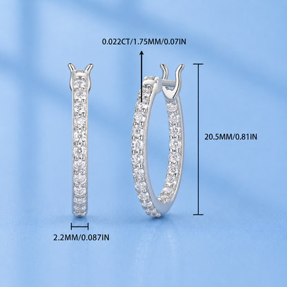 Moissanite Hoop Earrings | S925 Silver | VVS1 D Color | Comes in LED Gift Box