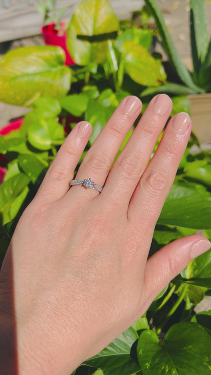 0.5Ct Moissanite Ring, 925 Sterling Silver, Round Cut, D Color VVS1, with LED Gift Box