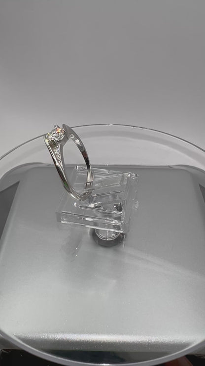 Certified 0.5Ct Moissanite Diamond Adjustable Ring for Women – S925 Silver Platinum Plated