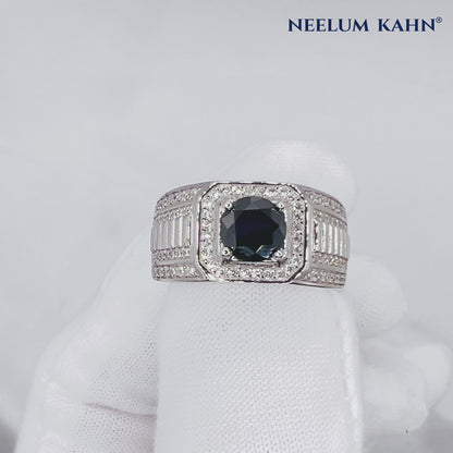 1ct Black Moissanite Men's Ring | 18K Gold Plated S925 Silver