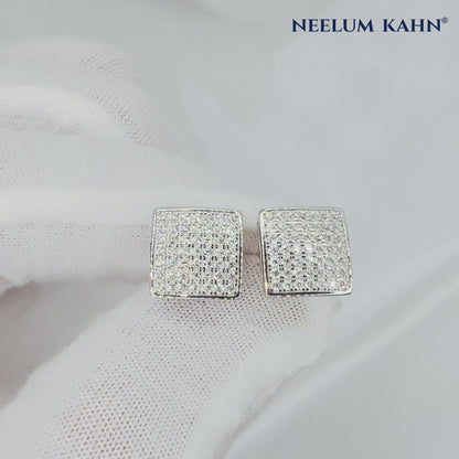 1.2 ct Moissanite Pavé Square Screw Stud Earrings | Hip Hop Earrings
