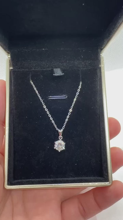Certified 1ct Moissanite Diamond Pendant S925 Silver Promise Necklace