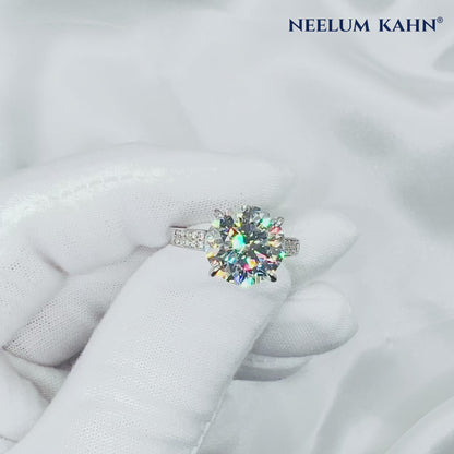 5ct Classic Moissanite Pave Engagement Ring | S925 Silver | VVS1