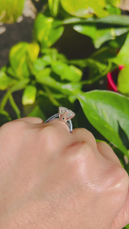 Certified 5Ct Moissanite Diamond Proposal/Engagement S925 Silver18K Gold Plated Ring, Gift LED Ring Box Included