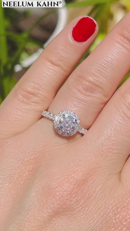 1 CT Plus Halo Moissanite Engagement Ring