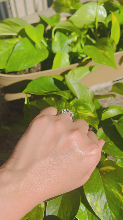 2Ct Moissanite Three-Stone Ring, 925 Sterling Silver, Round Cut, VVS1 Clarity, D Color, Gift LED Light Heart Ring Box Included