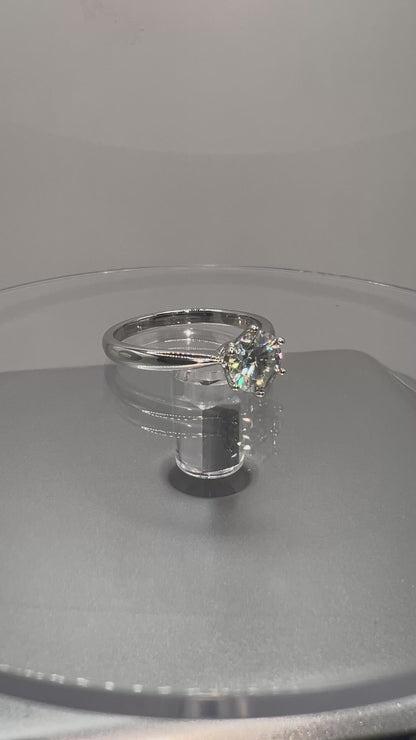 1ct Moissanite Diamond Ring, 925 Sterling Silver, 18K Gold Plated, Round Cut, VVS1 Clarity, LED Ring Gift Box Included
