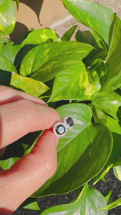 Men 2Ct (1ct each) black Moissanite Diamond stud earrings