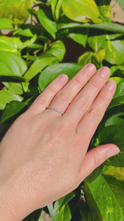 Sterling Silver Moissanite Band Ring, 0.19Ct Round Cut, VVS1 Clarity, Size Options, LED Red Heart Ring Box and Gift Sack Included