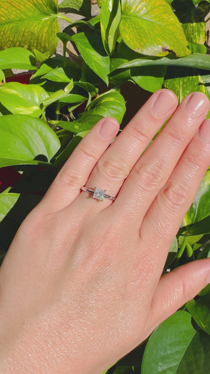 Princess Cut 1ct Moissanite Diamond S925 Silver Ring,