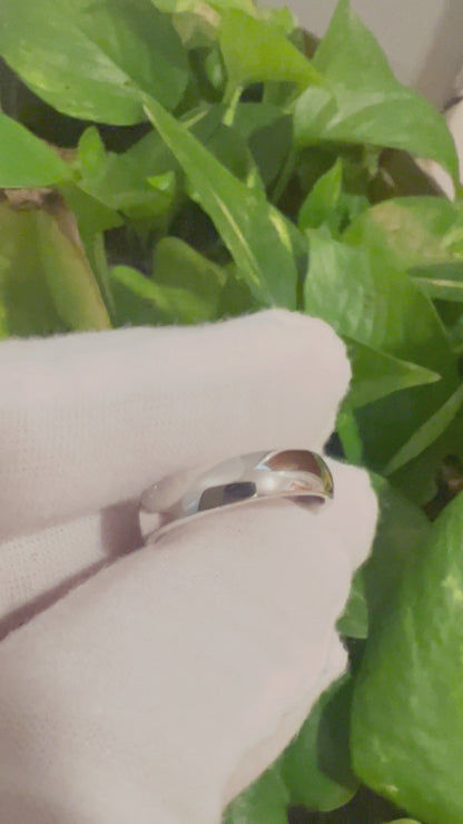 Solid 925 Sterling Silver Gold Plated Ring for Men Classic Dome Wedding Band (4.5mm)