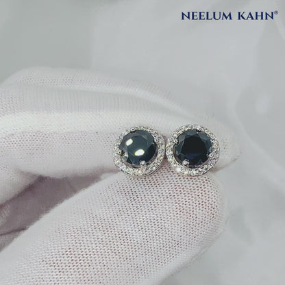 Men's 2ct Black Halo Moissanite Diamond Stud Earrings | 1ct Each | Gothic Style