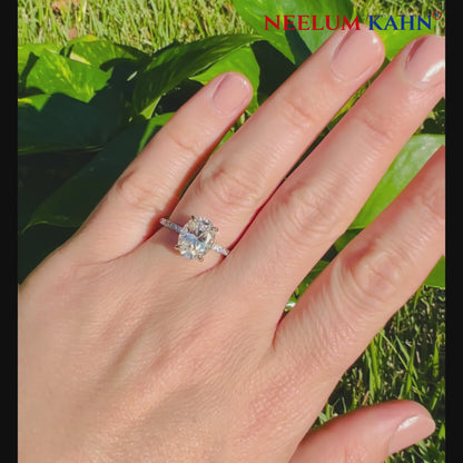 2ct Oval Cut Moissanite Pave Setting Ring | S925 Silver | VVS1 | Wedding & Engagement