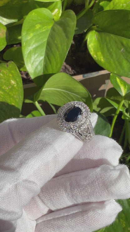 Sterling Silver Black & White Zircon Ring for Men & Women