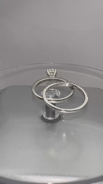 Certified 1.19Ct Moissanite Diamond Wedding Promise Band Set | S925 Silver 18K Gold Plated