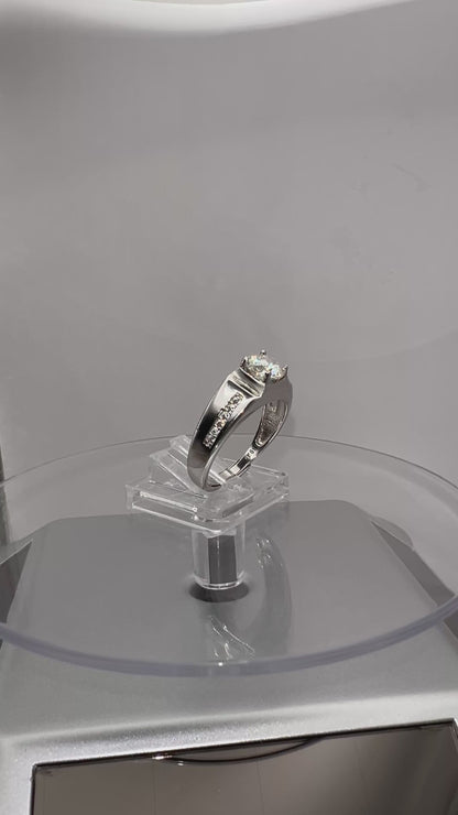 Certified 1Ct Moissanite Diamond Men Adjustable Ring S925 Silver Ring