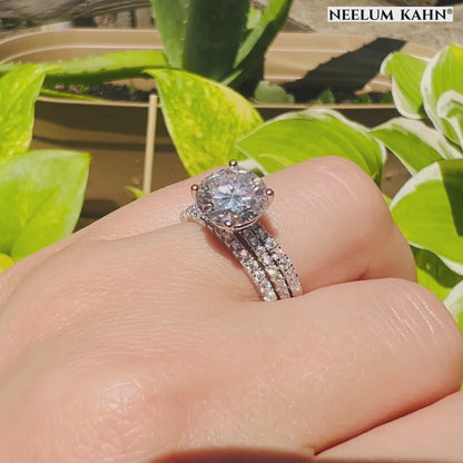 3.38ct Moissanite 3-Band Wedding Set | S925 Silver | VVS1