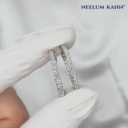 Moissanite Hoop Earrings | S925 Silver | VVS1 D Color | Comes in LED Gift Box