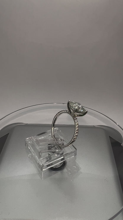 3ct Cushion Cut Moissanite Engagement Ring, 3Ct D VVS1, 925 Sterling Silver, Complete Gift Set with LED Ring Box