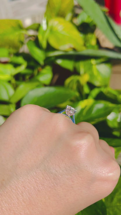 2Ct Moissanite Engagement Ring, 925 Sterling Silver, Round Cut, VVS1 Clarity, Platinum Plated, Gift Red Heart  LED Ring Box Included