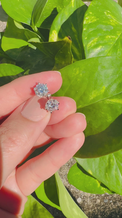 Certified 2ct (1ct Each) Moissanite Diamond Screw Studs, 18K Gold Plated for Men and Women